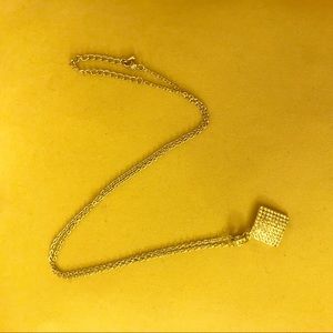 Long Silver Necklace w. “Diamond” Shaped Charm